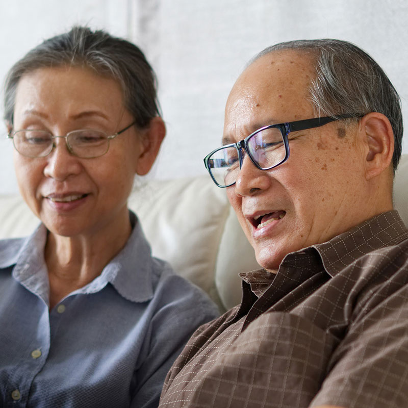 Chinese man couple at home