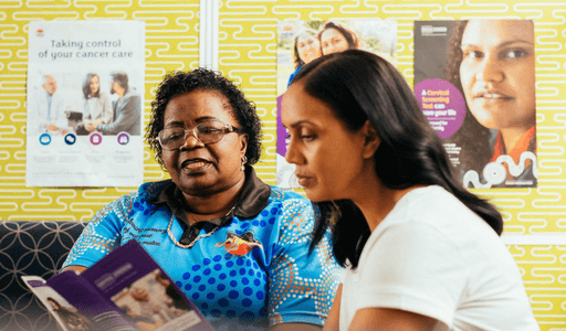 An Aboriginal community health nurse speaks to a young woman about cervical screening