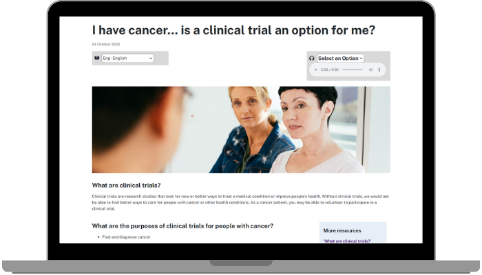 Image of the clinical trials page